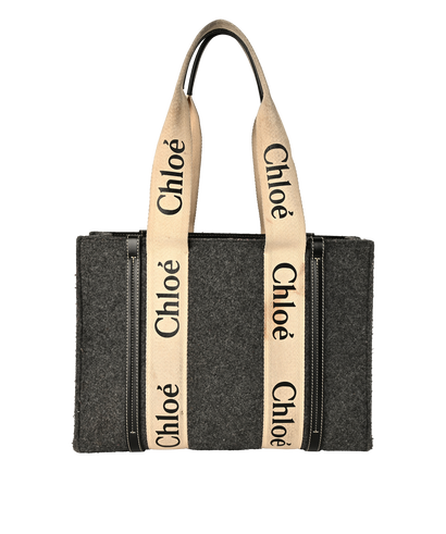 Medium Woody Tote Bag, &pound;495, Handbags, Cream/Grey, Felt, Front view